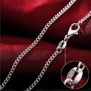 New Classic 925 Sterling Silver Thin Chain Necklace 2mm Simple Silver Chain